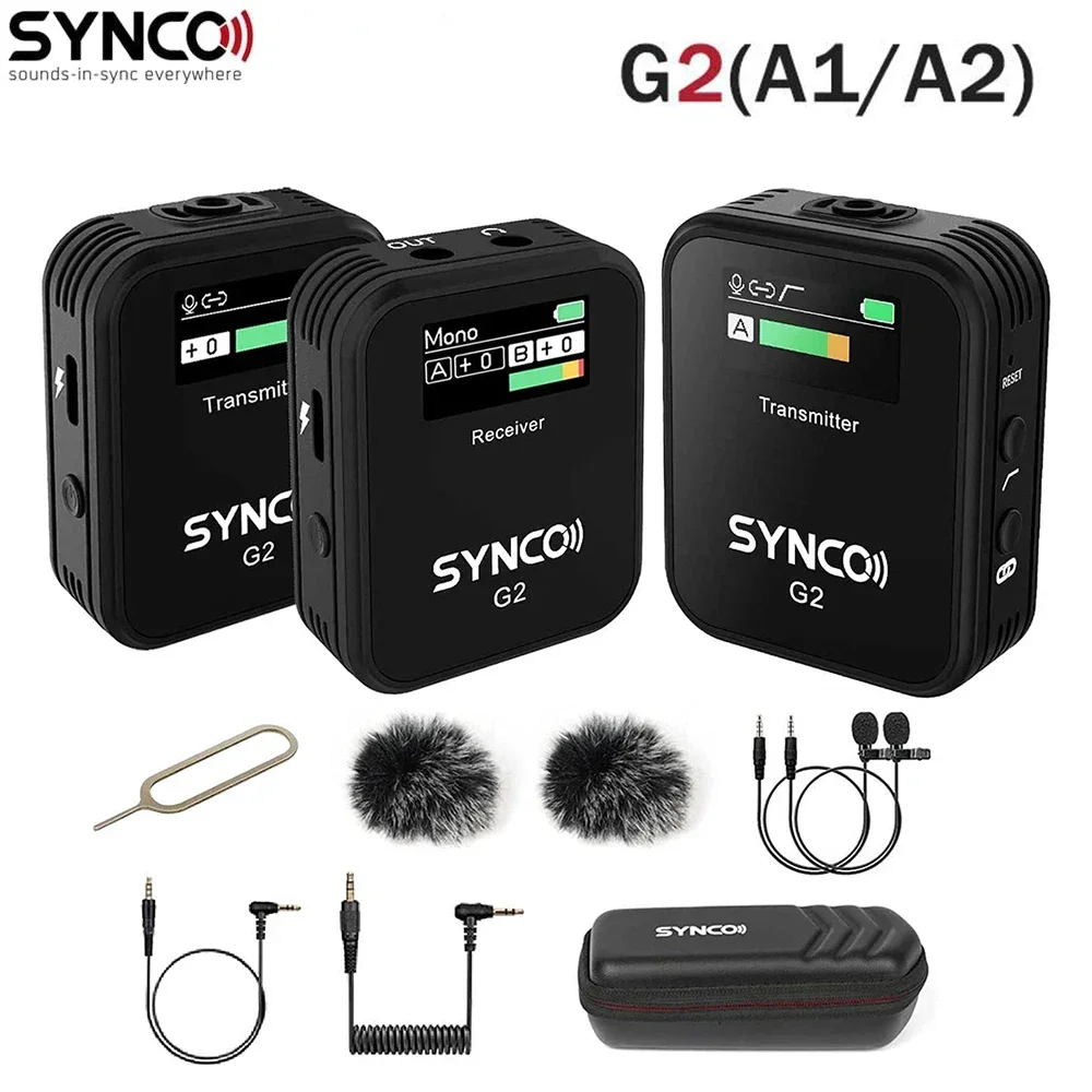 

SYNCO G2 A2 Video Shooting Camera Audio Home Studio Lavalier Microphone for iPhone Android Wireless Mic Professional Portable