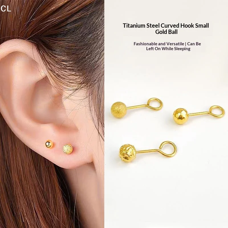 AttireTroveTitanium Steel Tiny Gold Ball Earrings Hypoallergenic Comfortable For Daily Wear All Occasions