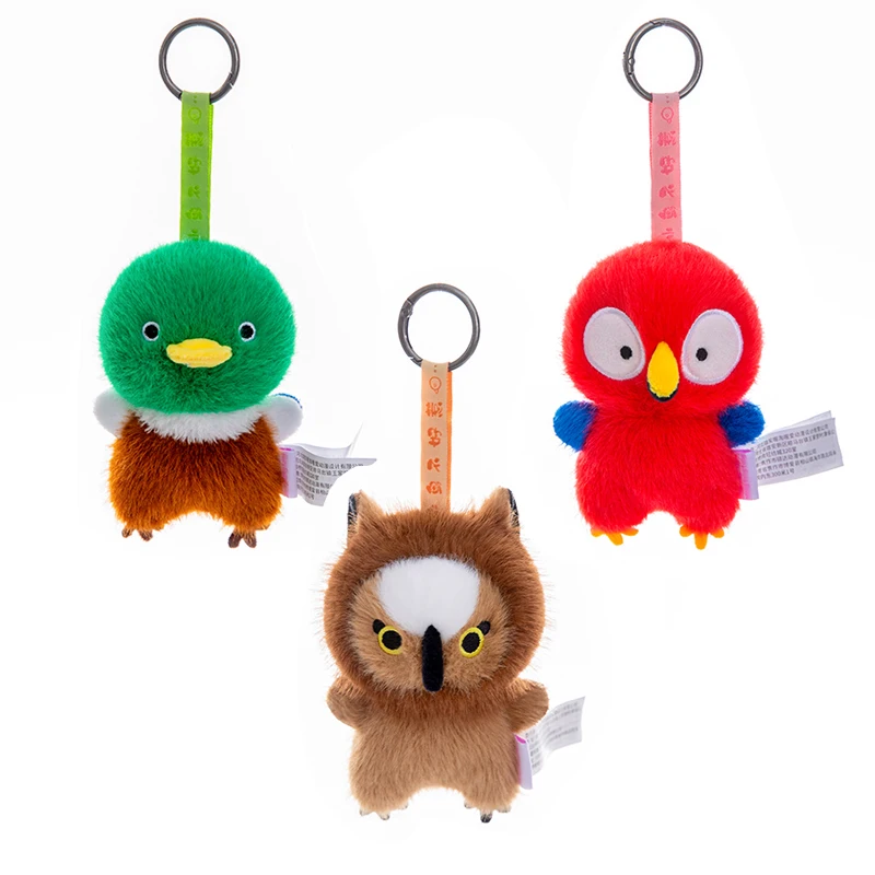 

Мягкие игрушки-плюшевые куклы 10 см: красный попугай, сова, зеленая утка, курица. Милые плюшевые игрушки для декора сумок.