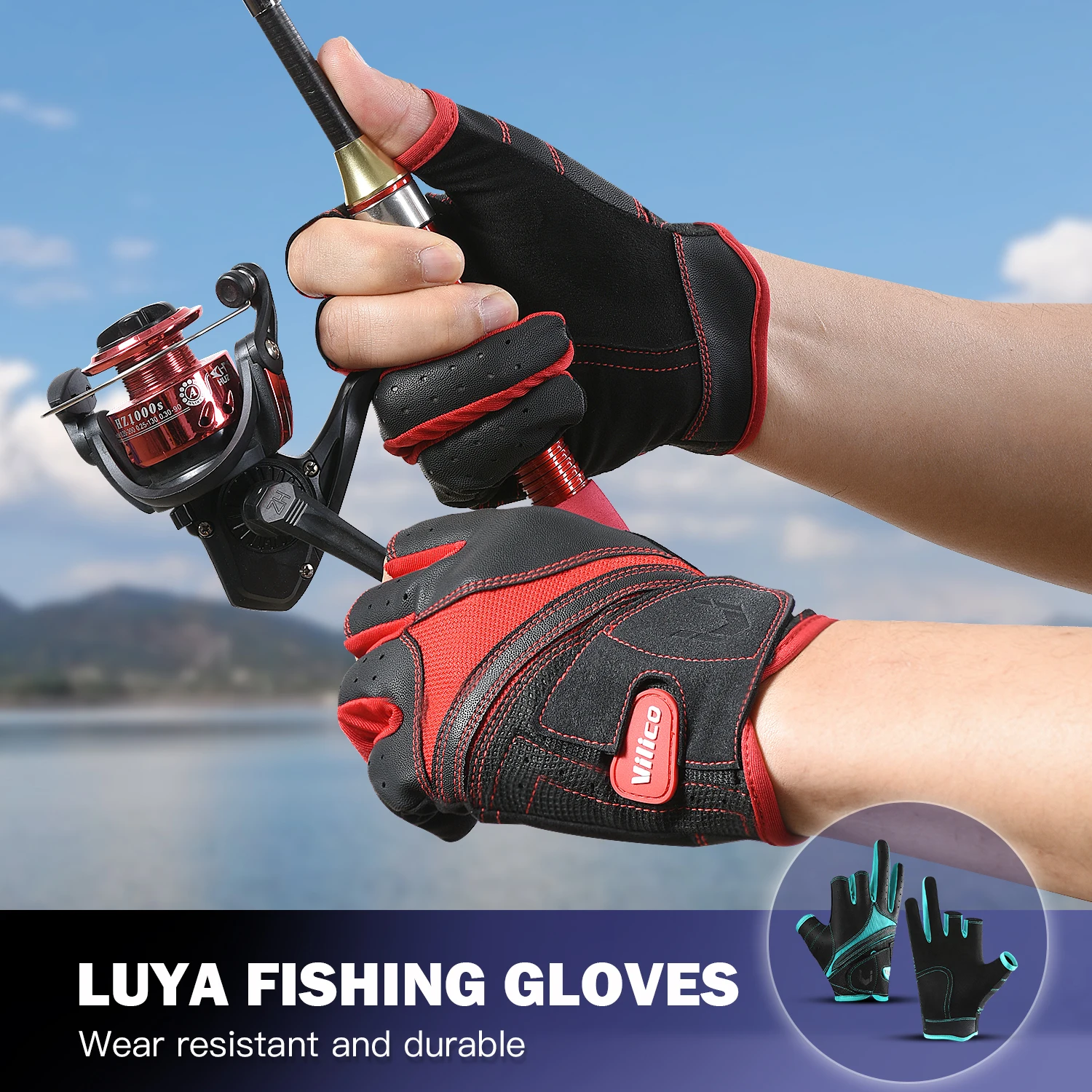 Fishing Gloves - VILICO 3-Finger-Angelhandschuhe, atmungsaktive, rutschfeste Outdoor-Luya-Angelhandschuhe mit