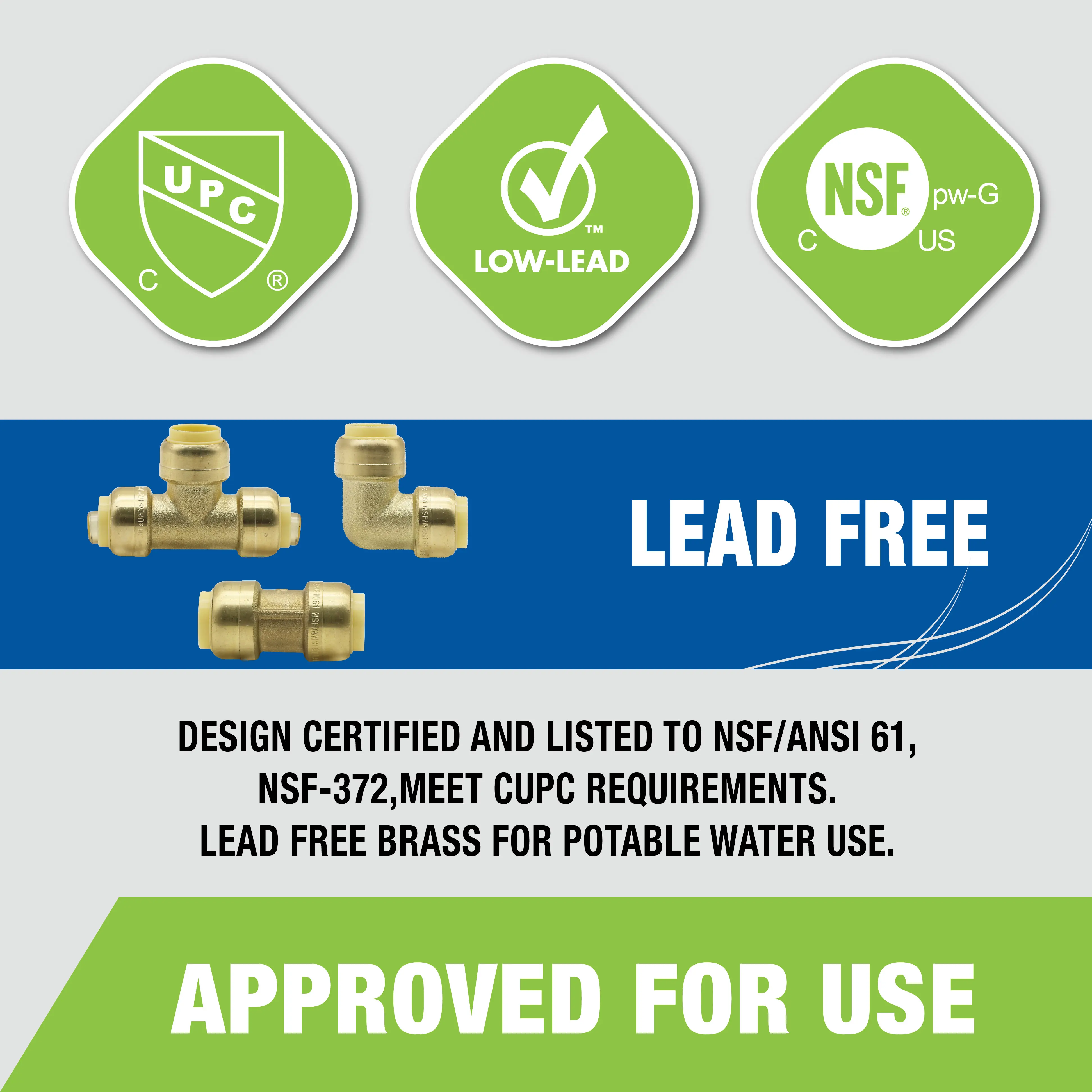 كينج سمارت 3/4 بوصة (8 قطع)، كوع (8 قطع)، تي (4 قطع)؛ مجموعة الدفع المناسب؛ نحاس خالٍ من الرصاص؛ 20 قطعة/الحالة؛ 80523