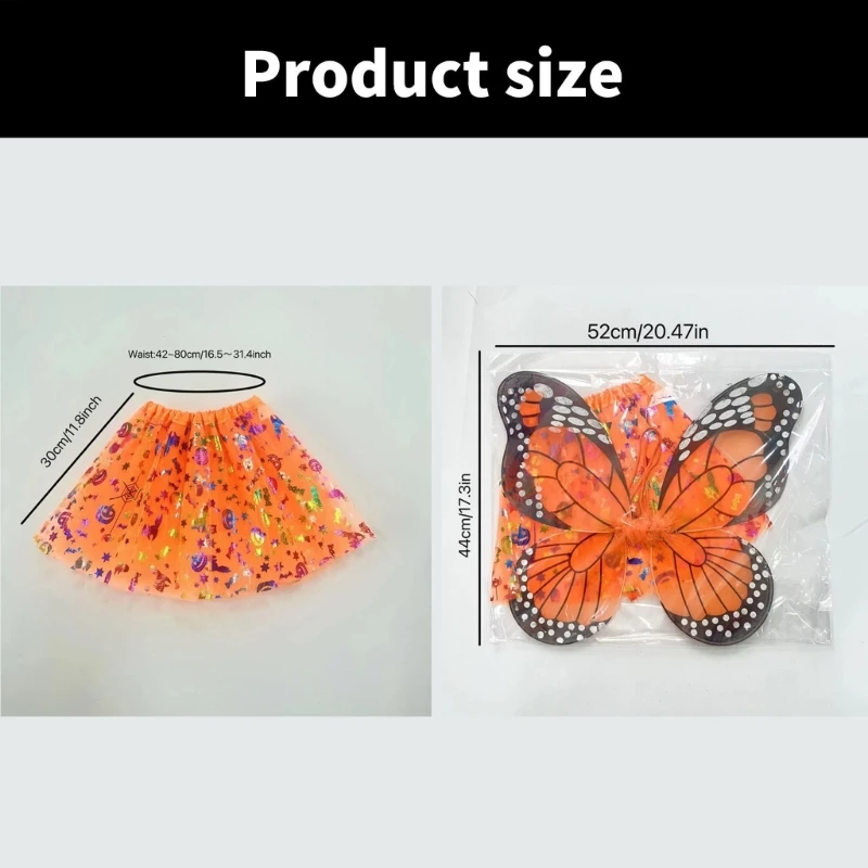 Butterfly Costume Set with Butterfly Wing and Skirt for Kid Halloween Party Girls Butterfly Princess Outfit Dropshipping