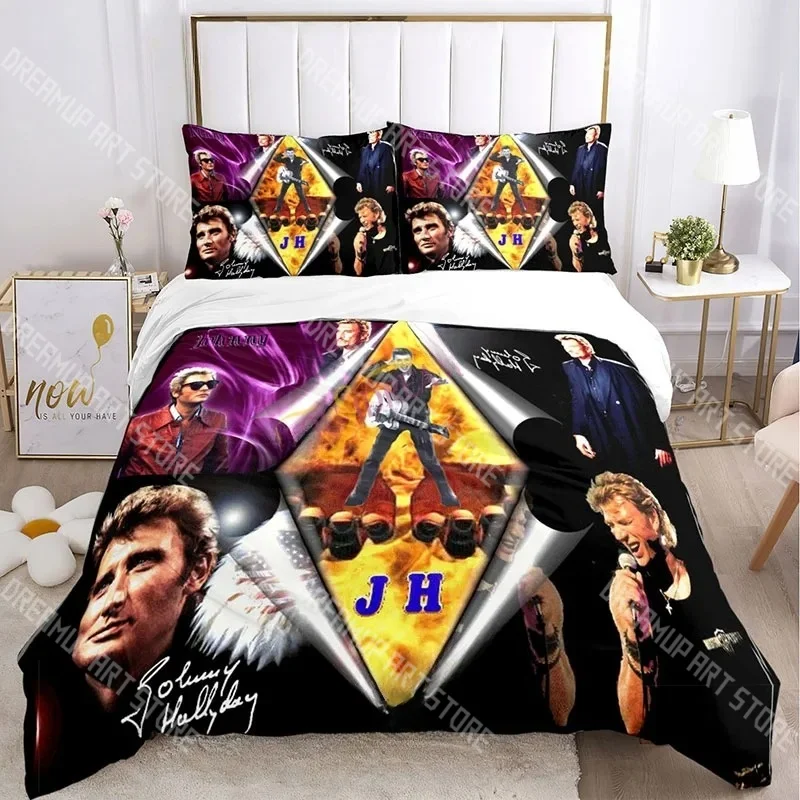 3D Print Johnny Hallyday Rock Bedding Set Twin Queen King Full Size Duvet Cover Pillowcase Bed boys girls Adult Home Textiles