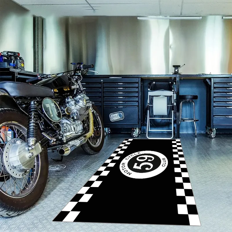 VIKAMA Motorcycle Display Mat Non-Skid Oil-Proof Motorcycle Garage Mat Male Dormitory E-Sports Room Carpet Home Decoration