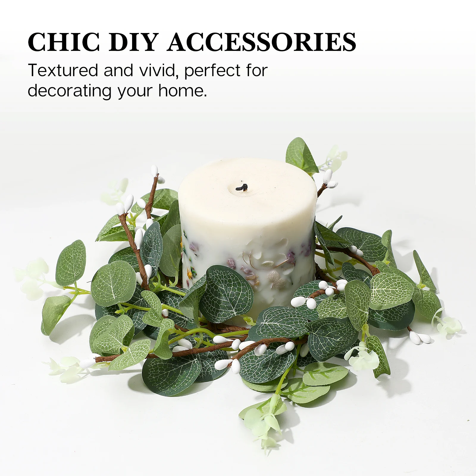 

4pcs Realistic Eucalyptus Wreath Table Decor Rings For Pillars Spring Floral Wreaths Diy Craft Party Decoration Photo