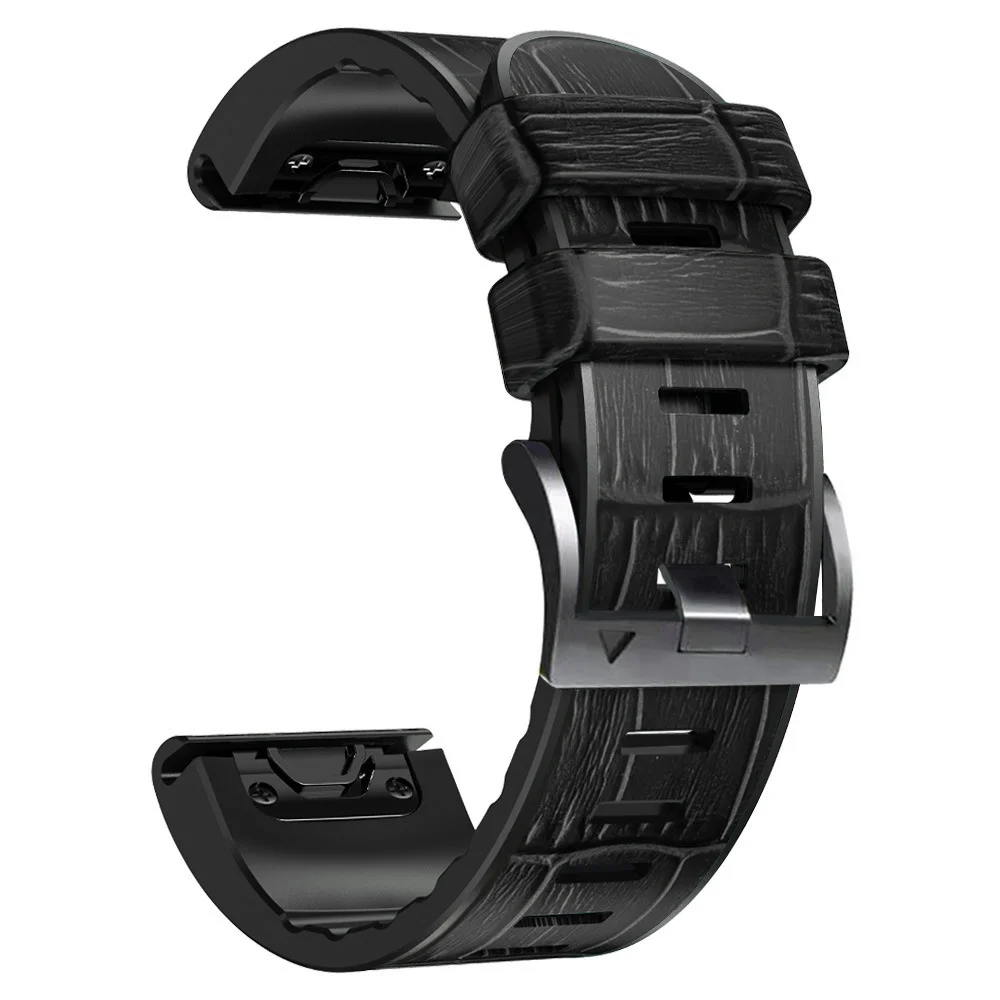 Crocodile Leather Strap for Garmin Fenix 6X Fenix 7x 7 6 5X Plus Quick Release Strap Tactix 7 Pro 26mm