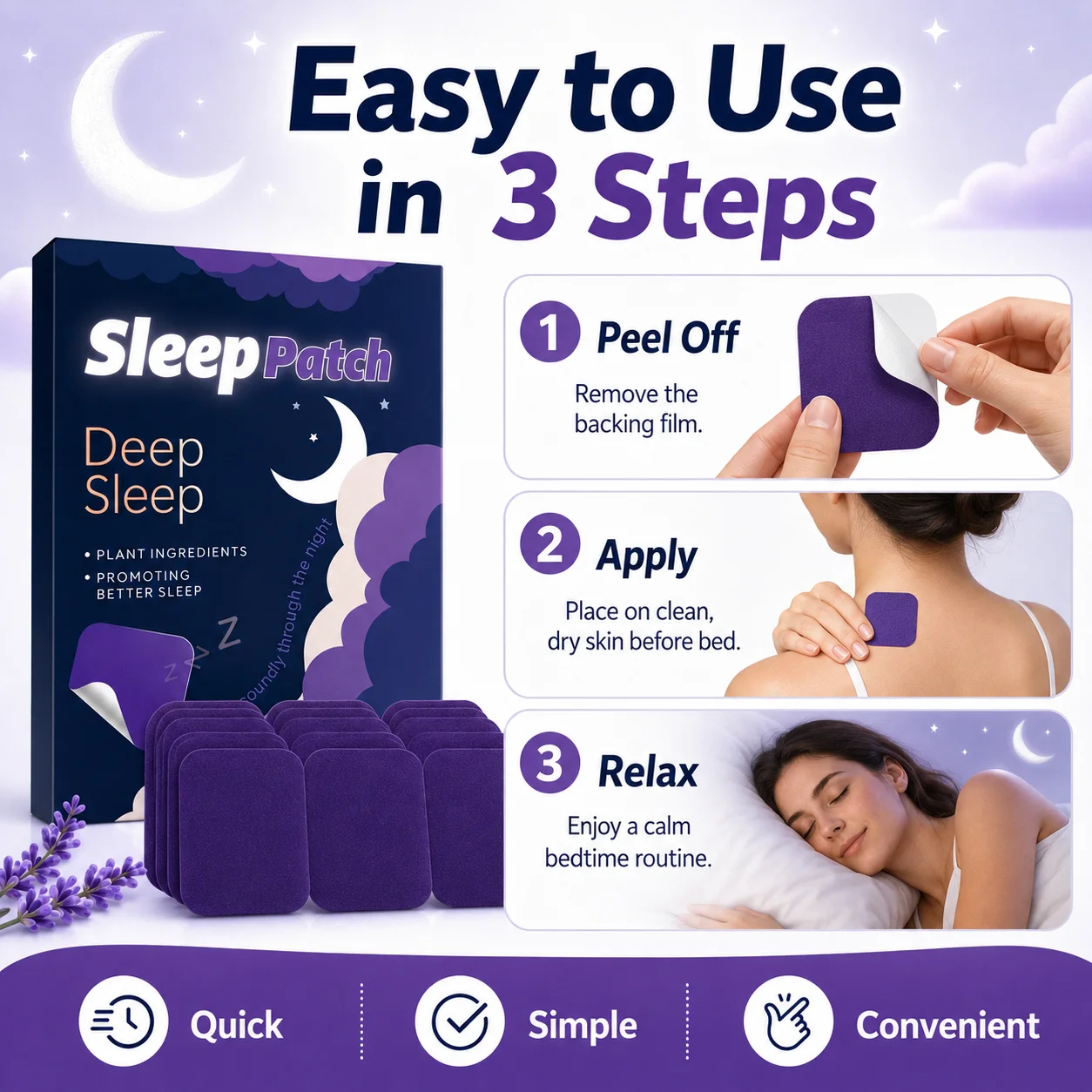 30PCS Sleep Patch Nighttime Wellness Patch Plant-Inspired Comfortable Night Patch for Bedtime Routine Travel Home image 3