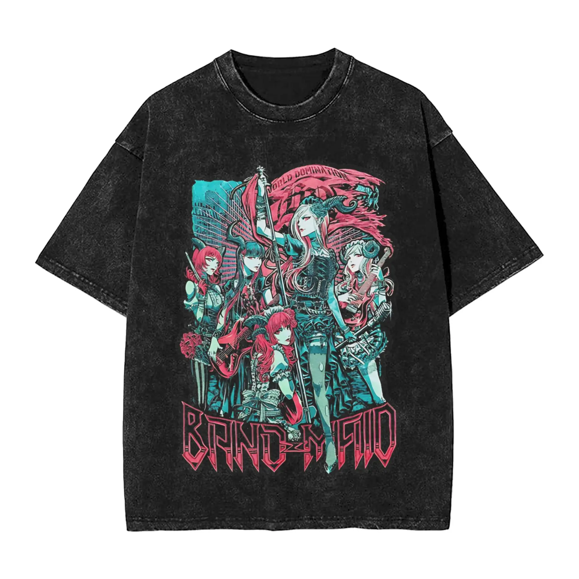 Washed T Shirts Best Art Band Maid Hip Hop Cool T-Shirts Oversize  Streetwear Short Sleeve Summer Tops Tee Shirt Men Women