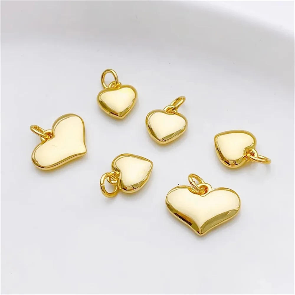 14K18K Gold-plated Bright Peach Heart-shaped Charm Pendant DIY Jewelry Supplies Beads for Necklace Bracelet Craft Accessories