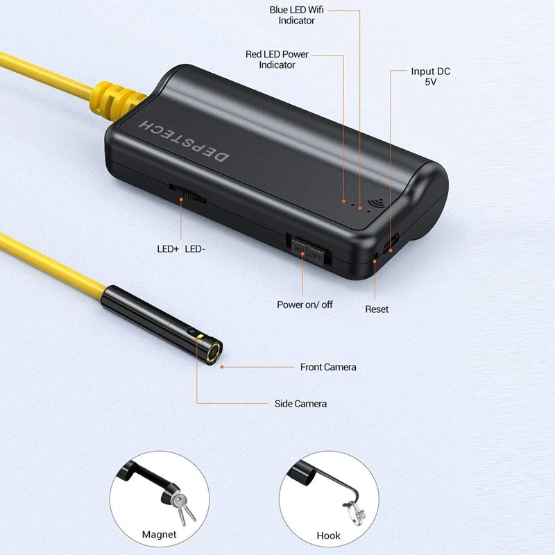 Dual Lens Endoscope Camera 1080P Dual Camera Borescope Inspection Camera 6 Adjustable LED Zoom Waterproof Snake Camera