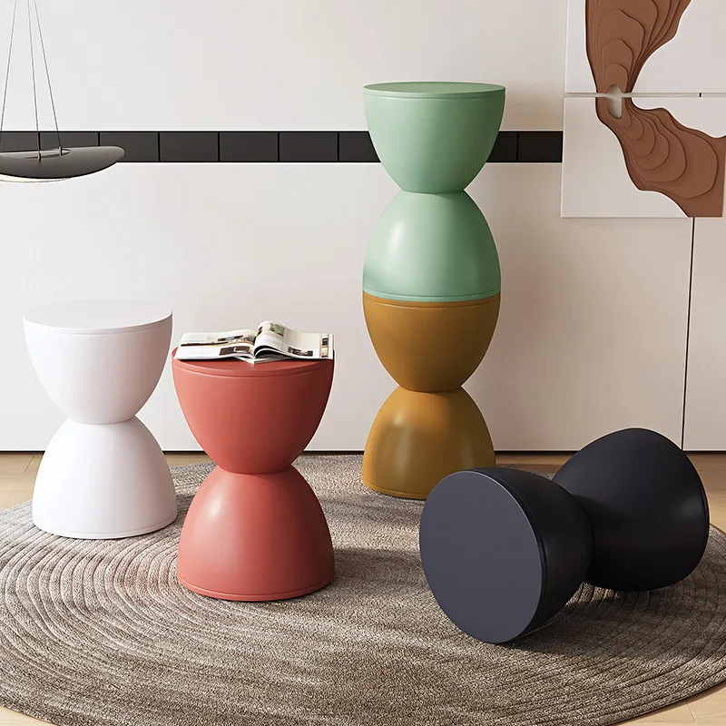 Nordic Circular Low Stool Modern Leisure Thickened Plastic Simple And Fashionable Design Creative Hourglass Stool HomeDecoration