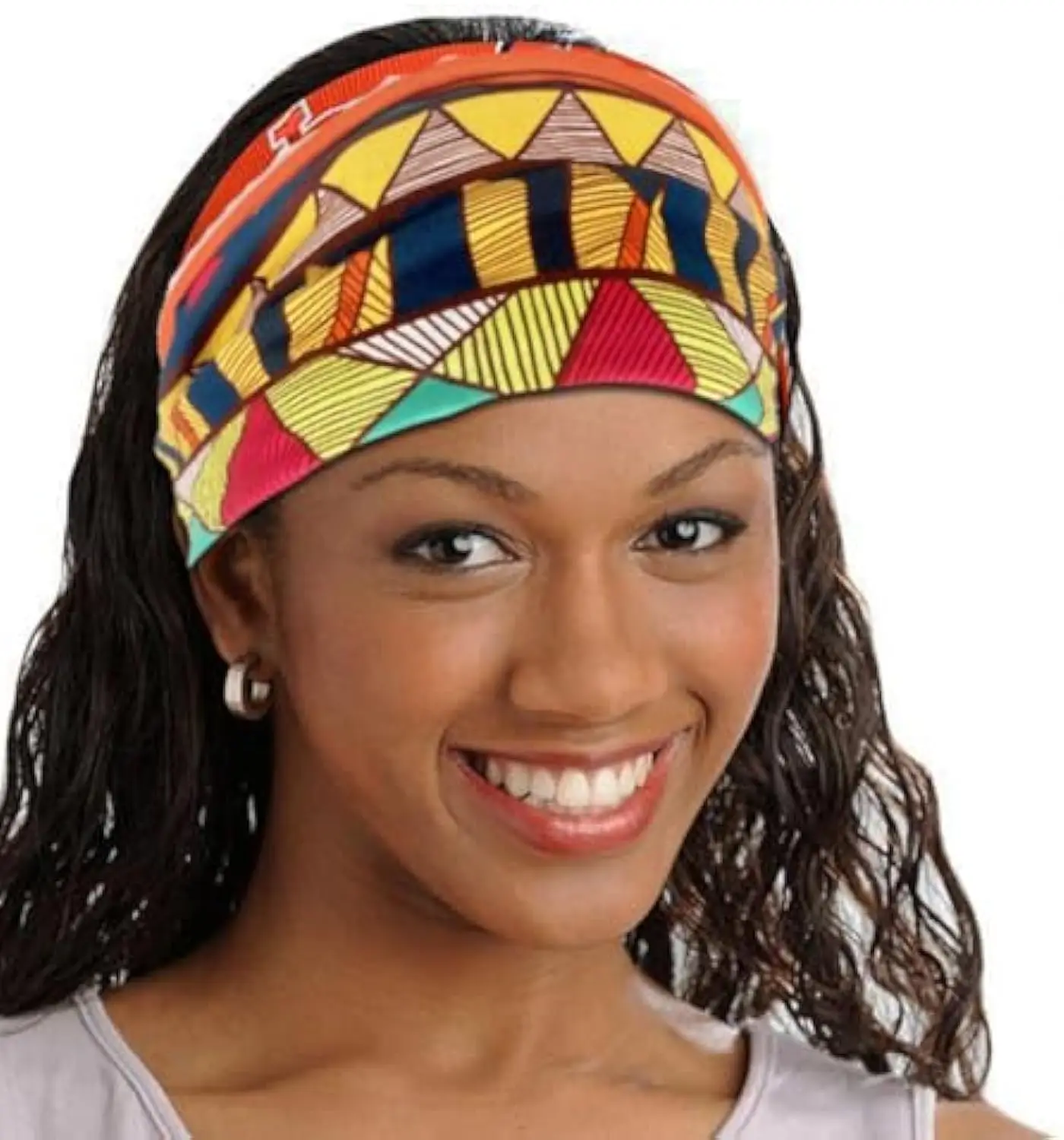 African Headbands Bohemian Headscarves Retro Printed Stretch Headscarf Sports Yoga Headbands with Wide Brim