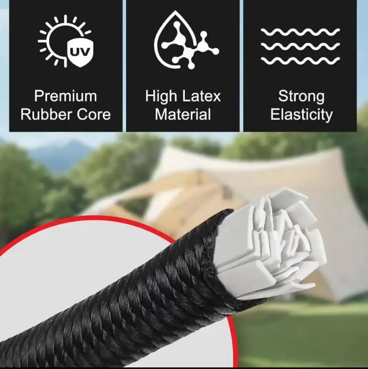 SEAMETAL 2 Stück robuste Gepäckverpackungsseile, elastisches Bungee-Seil, Befestigungsband mit Karabinerhaken für Radfahren, Camping, Outdoor – Detail 7