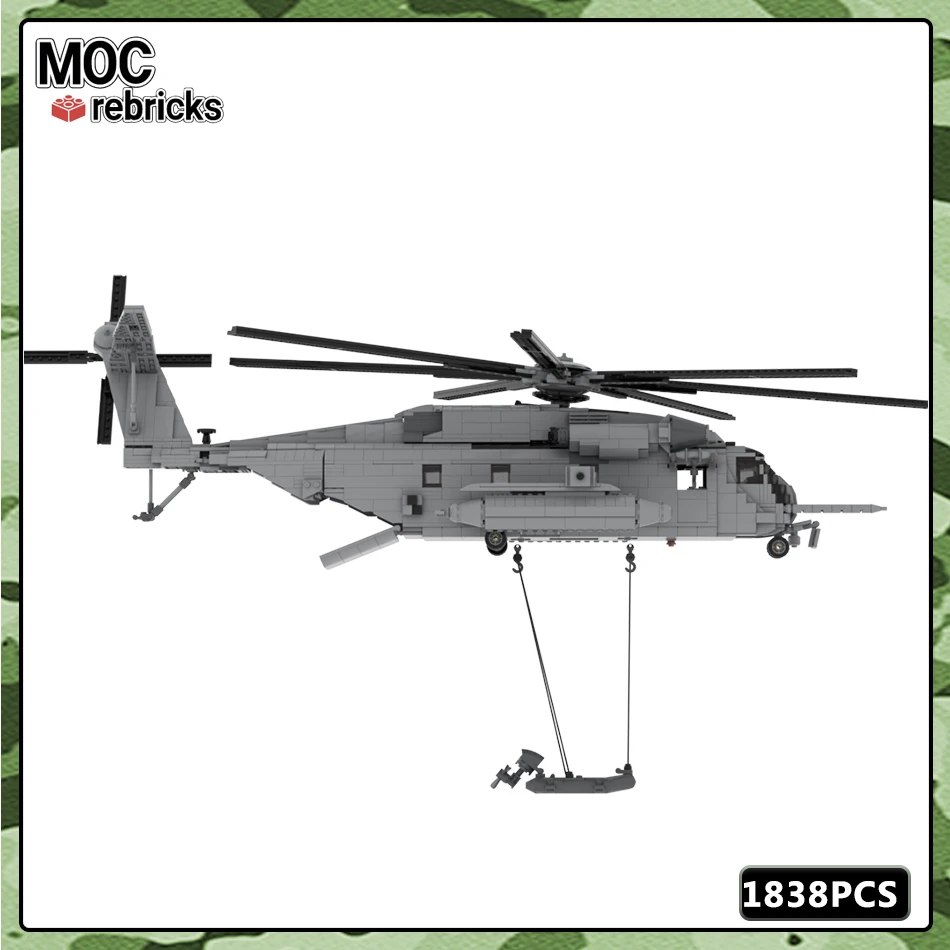 MOC Militaire Serie DIY Bouwsteenmodel Modern BM-CH-53 MiniAircraft Onderdelen Set Kindercadeau Educatief speelgoed