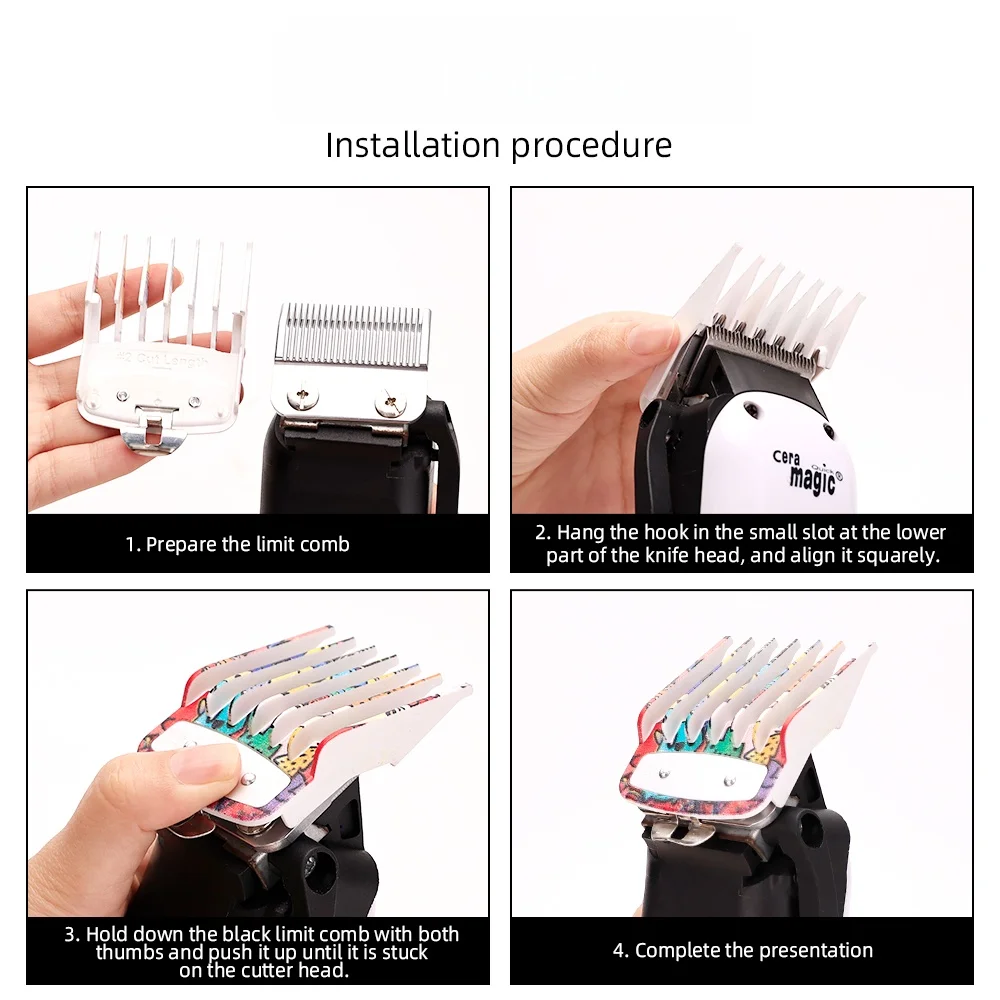 2/3/4Pcs Barber Grade Stainless Steel Clipper Comb Attachments Professional Hair Trimmer Guide Combs Kit Fit Haircutting Tools