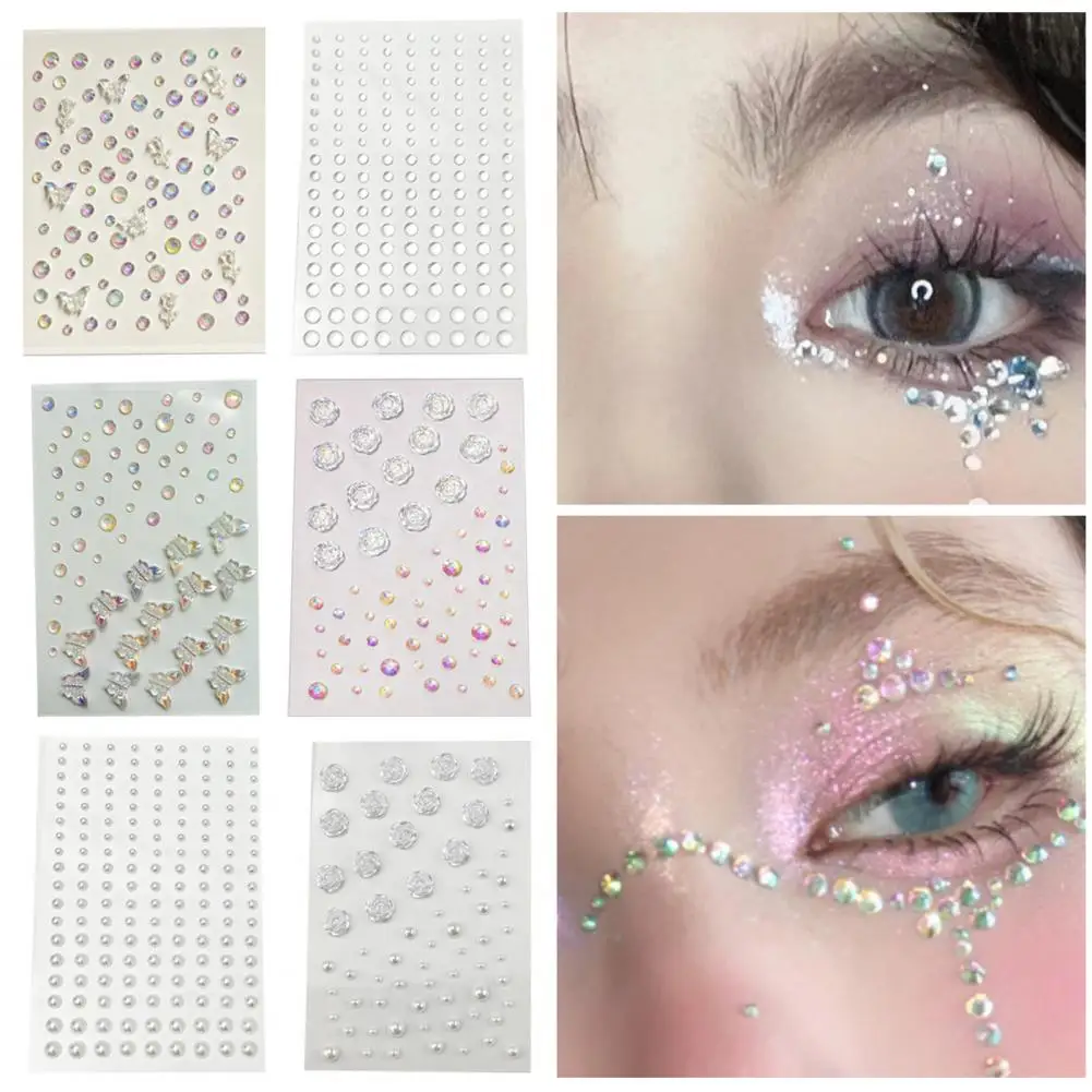 Self-Adhesive Face Rhinestone Makeup Supplies Face Gems Gemstone Face Stickers Sparkling Festival Faces Jewels for Women Makeup