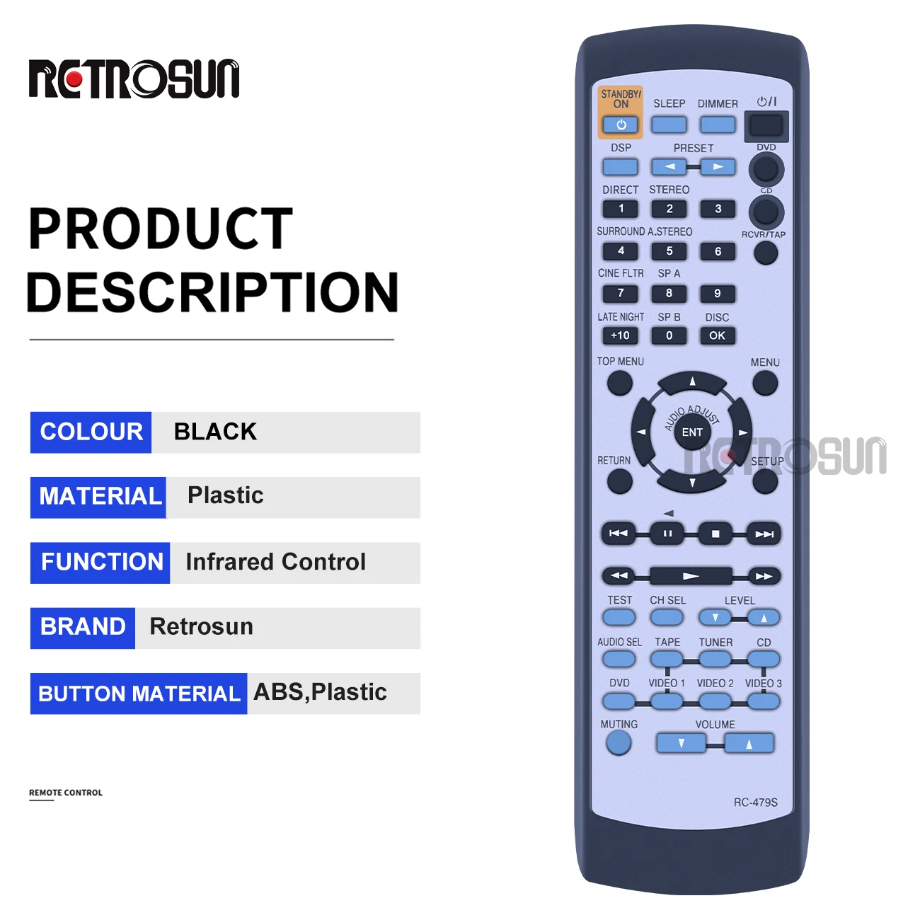 New RC-479S Remote Control For Onkyo Audio Receiver HTR320 HTR8230 HTS570 HTS670