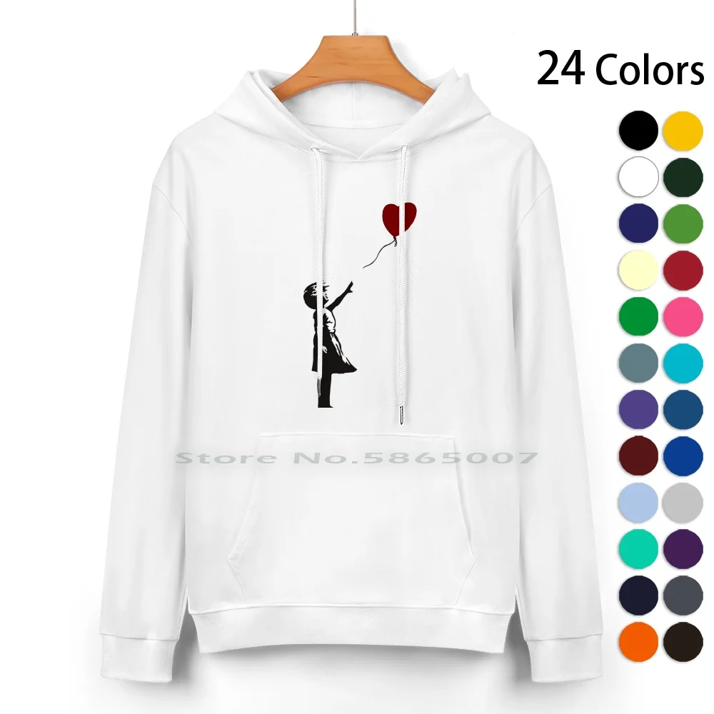 Banksy-Heart Balloon Girl Pure Cotton Hoodie Sweater 24 Colors Banksy Balloon Girl Banksy Girl Banksy Heart Game Changer Street