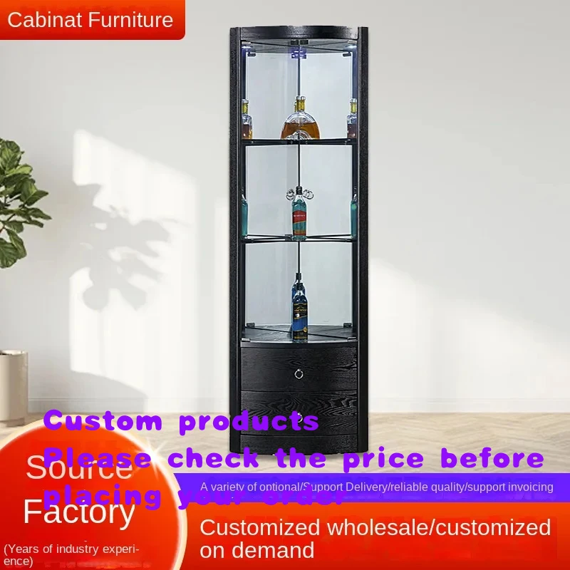 custom.Modern Simple Light Luxury Solid Wood Customizable Wine Cabinet Glass Living Room Home Furniture Storage Displa