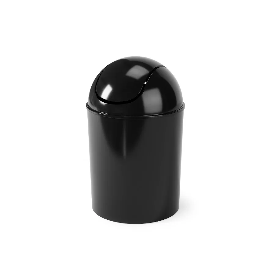 

1.25 Gal Mini Swing Top Garbage Trash Can for Bathroom Kitchen Office Use, Matte Black, Space-Saving Compact Design with Silent