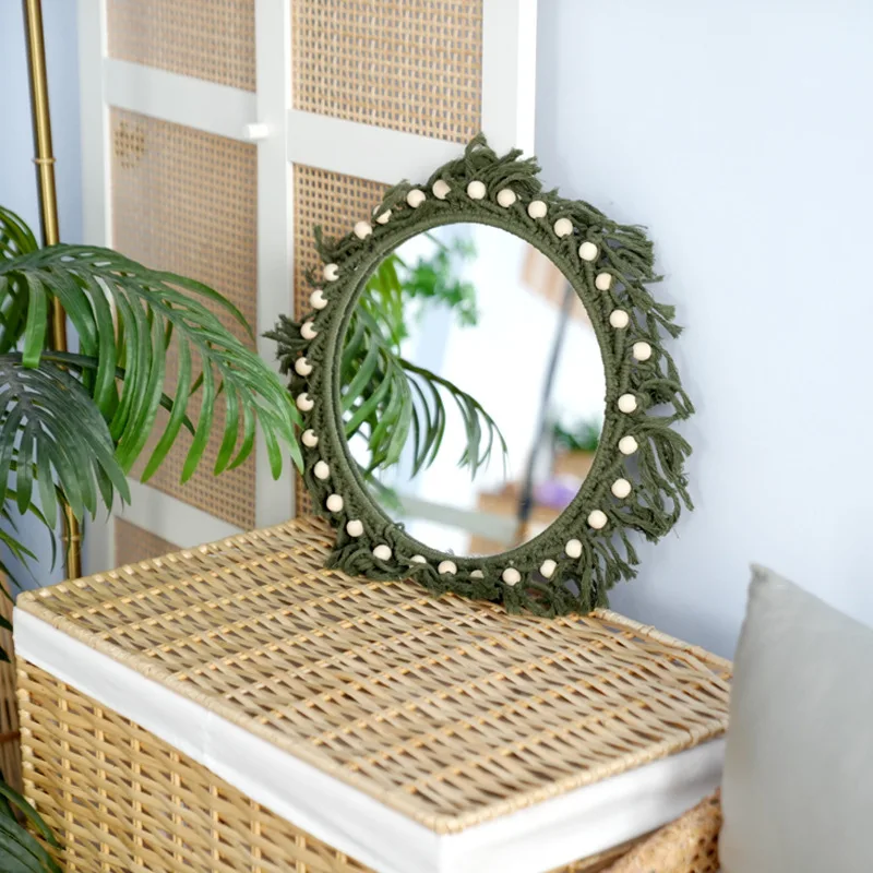 

Nordic style makeup mirror homestay entrance sticker wall living room decorative mirror wall hanging round mirror countertop