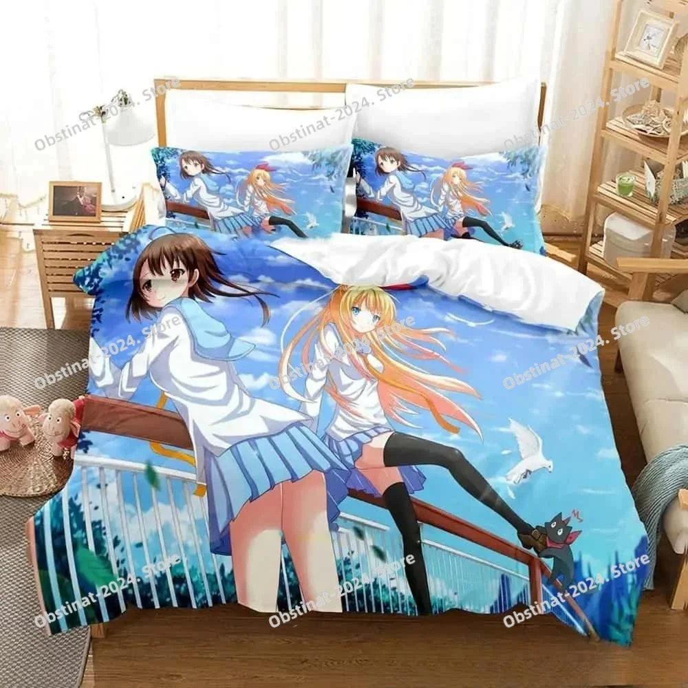 

3D Anime Nisekoi False Love Bedding Set Printed Bed Set Duvet Cover Sheet Pillowcase Bed Soft Quilt Cover Full Queen King Size