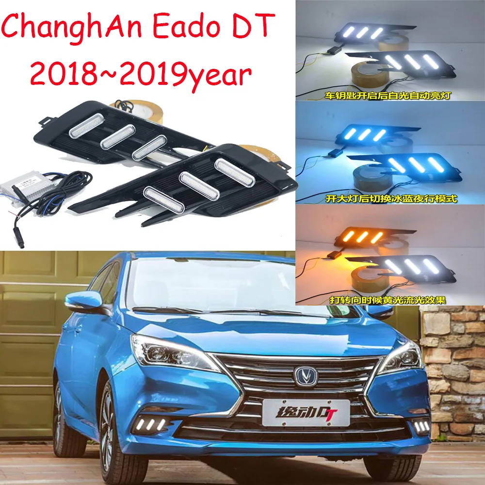 Car Bumper Headlight For ChangAn Eado DT Daytime Light 2018~2019y DRL Car Accessories LED Headlamp For ChangAn Eado DT Fog Light