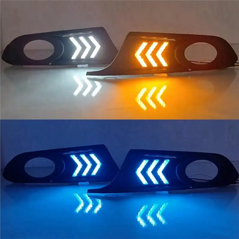 Daytime Running Light LED DRL Cover With Turn Signal Fog Lamp For VW Jetta Sagitar 2012-2014 Car Daylight