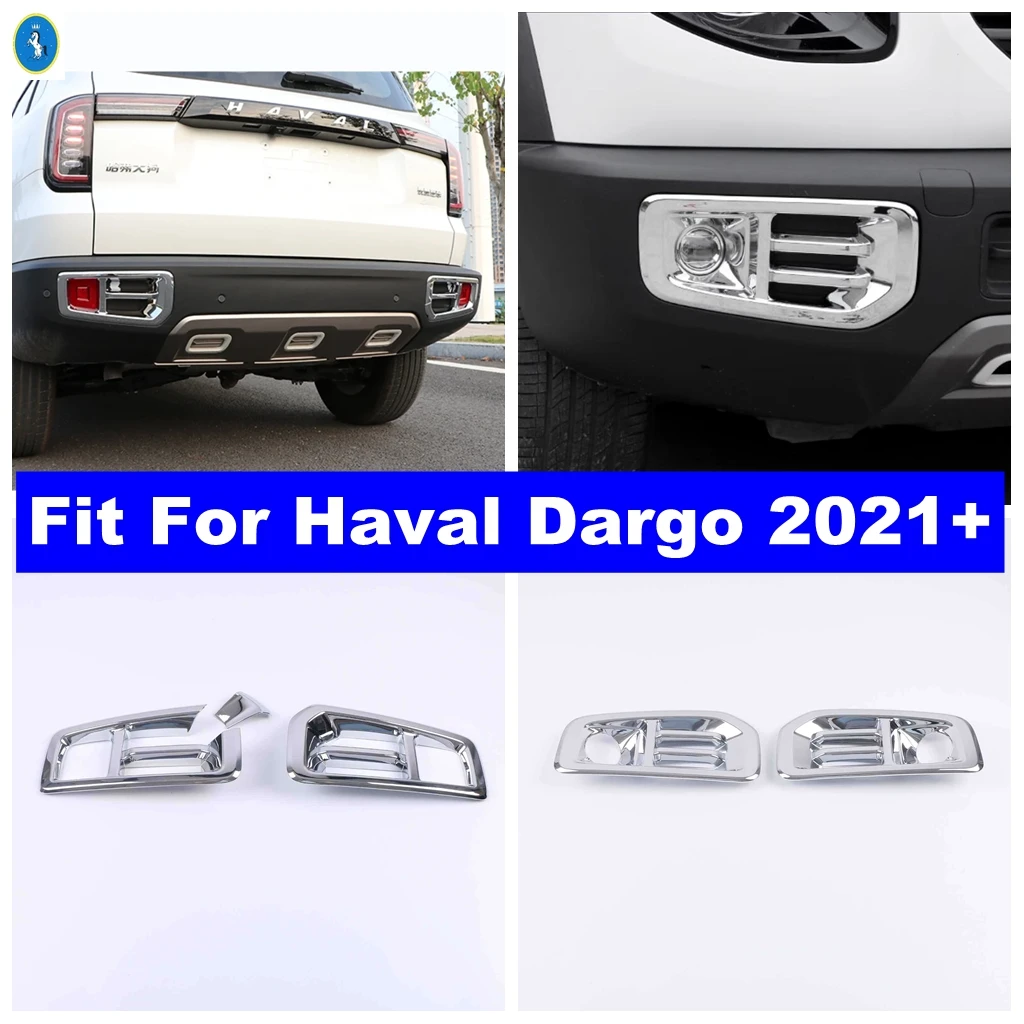 

For Haval Dargo 2021 2022 Chrome Accessories Front Rear Fog Lights Lamps Eyelid Eyebrow Cover Trim Car Styling Carbon Fiber Look