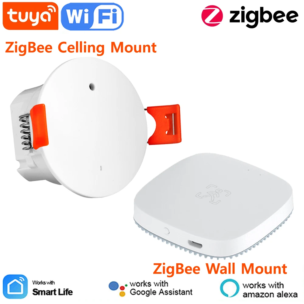 Tuya Smart WiFi/Zigbee Human Presence Detector MmWave Radar Pir Montion Sensor With Luminance Detection For Alexa Google