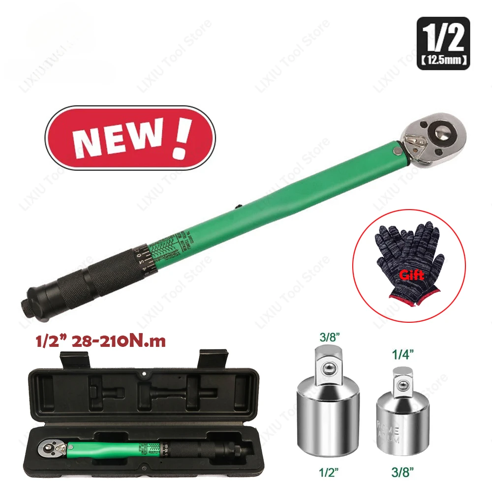 28-210N.m Torque Wrench 1/2“ Precise Reversible Ratchet Torques Key Professional Bicycle Motorcycle Car Automotive Tool