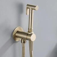 Brushed Gold Bidet Sprayer Toilet Faucet Brass Hand-held Wall-mounted Gunmetal gray Mixer Hot And Cold Water With Hose sprayer