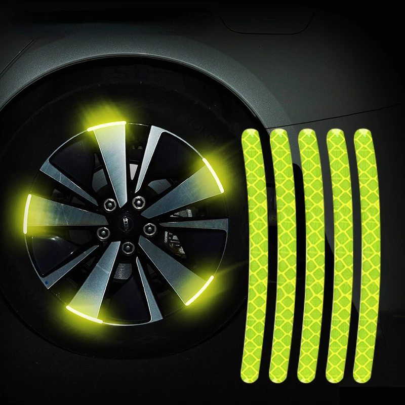 20pcs Car Wheel Hub Reflective Sticker Tire Rim Reflective Strips Luminous Sticker for Night Driving Car-Styling Accessories