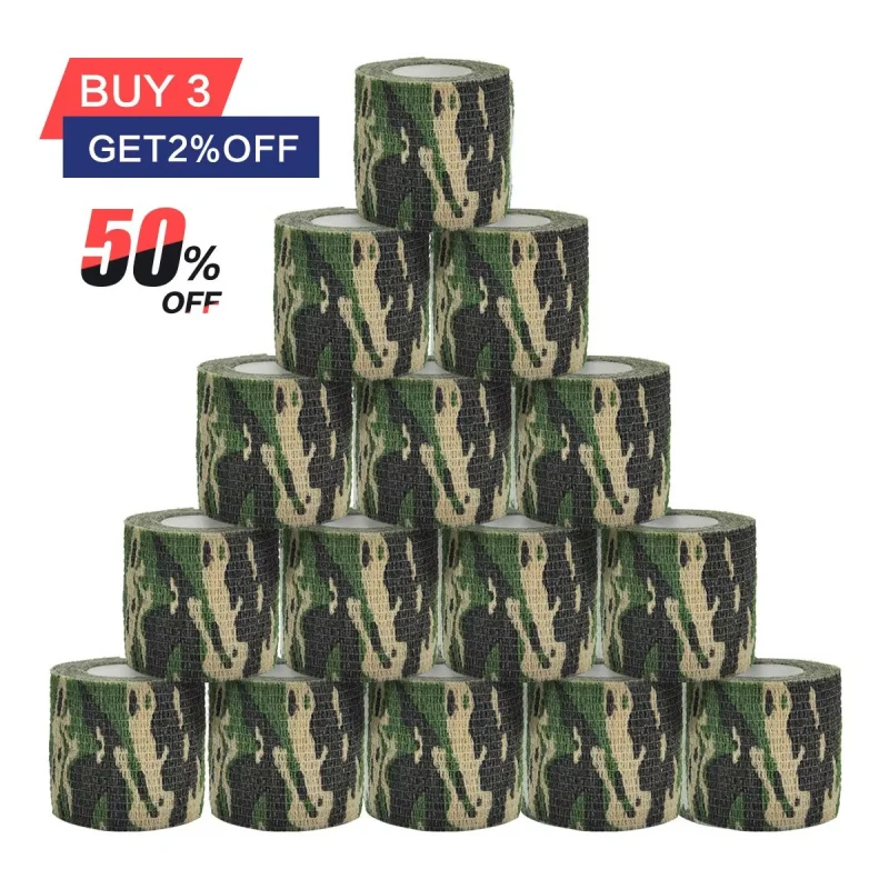 

12/15/24Pcs Camouflage Elastic Bandage Hunt Disguise Elastoplast Wrap Tape Self Adhesive Sports Protector Ankle Knee Finger Arm
