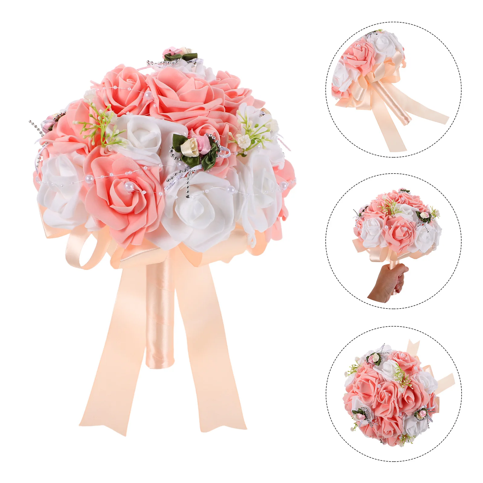 

Wedding Bouquet Artificial Rose Bridal Flowers Bouquets Hand Fake Bride Bridesmaid