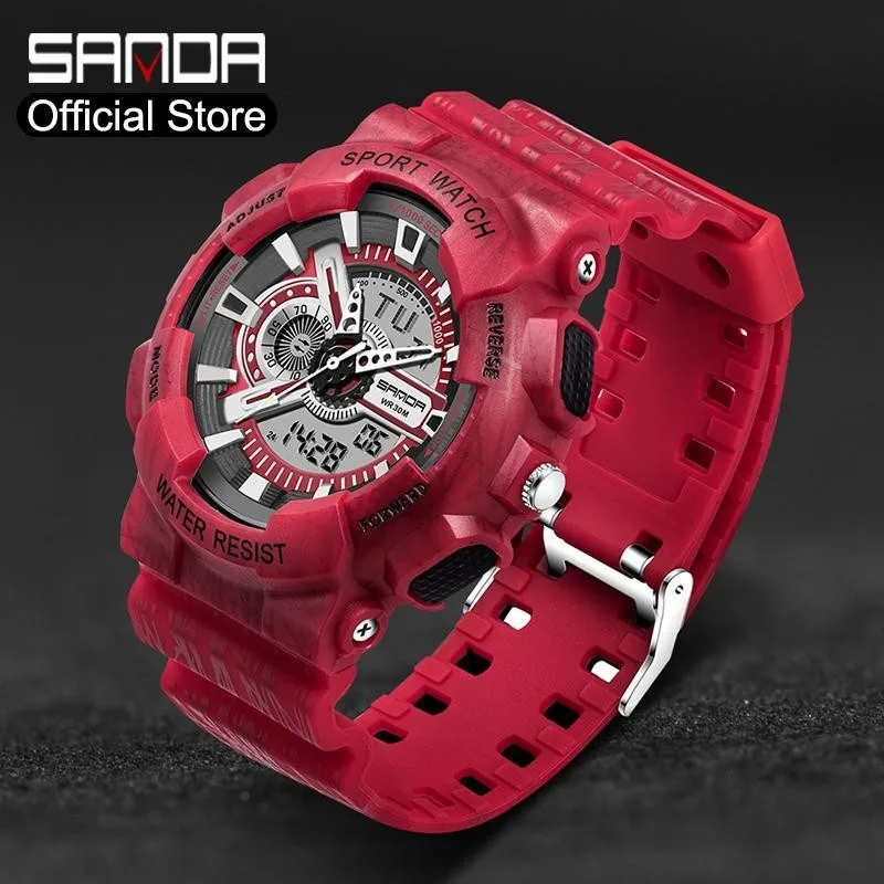 Fashion New Sanda Men\'s Brand Sports Watch G Style Shock Military Army Men Camouflage Luxury Strap Waterproof Led Digital Quartz