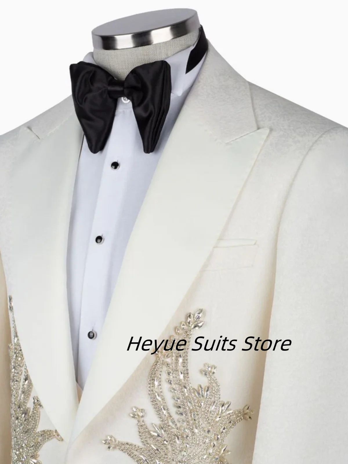Costumes de luxe pour hommes, coupe cintrée avec strass, revers, personnalisé, Tuxedos de fête de mariage, blazer d'affaires, Costumes pour hommes