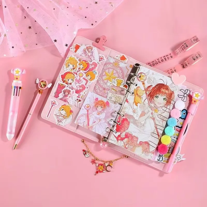 New Magical Girl Sakura Handmade Booklet Gift Set Cute Student Checkered Loose leaf Diary Christmas Birthday Gift for Girls