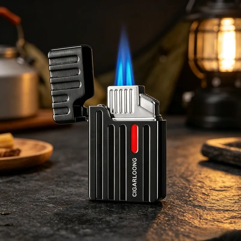 CIGARLOONG Cigar Lighter Frosted Titanium Lighter Windproof Double Fire Direct Flush with Cigar Drill Smoking Accessories