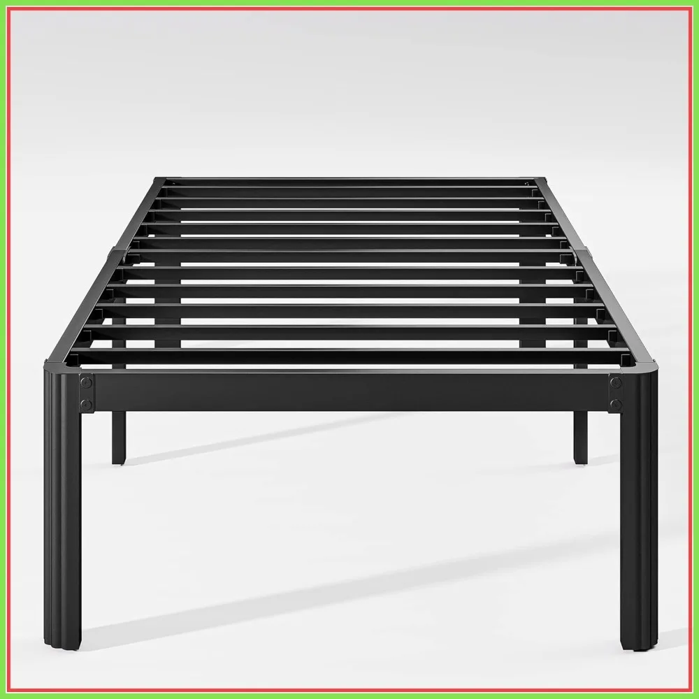 

18in Heavy Duty Twin Bed Frame, No Box Spring Needed, Metal Platform with Round Corners, Easy Assembly, Noise Free, Black