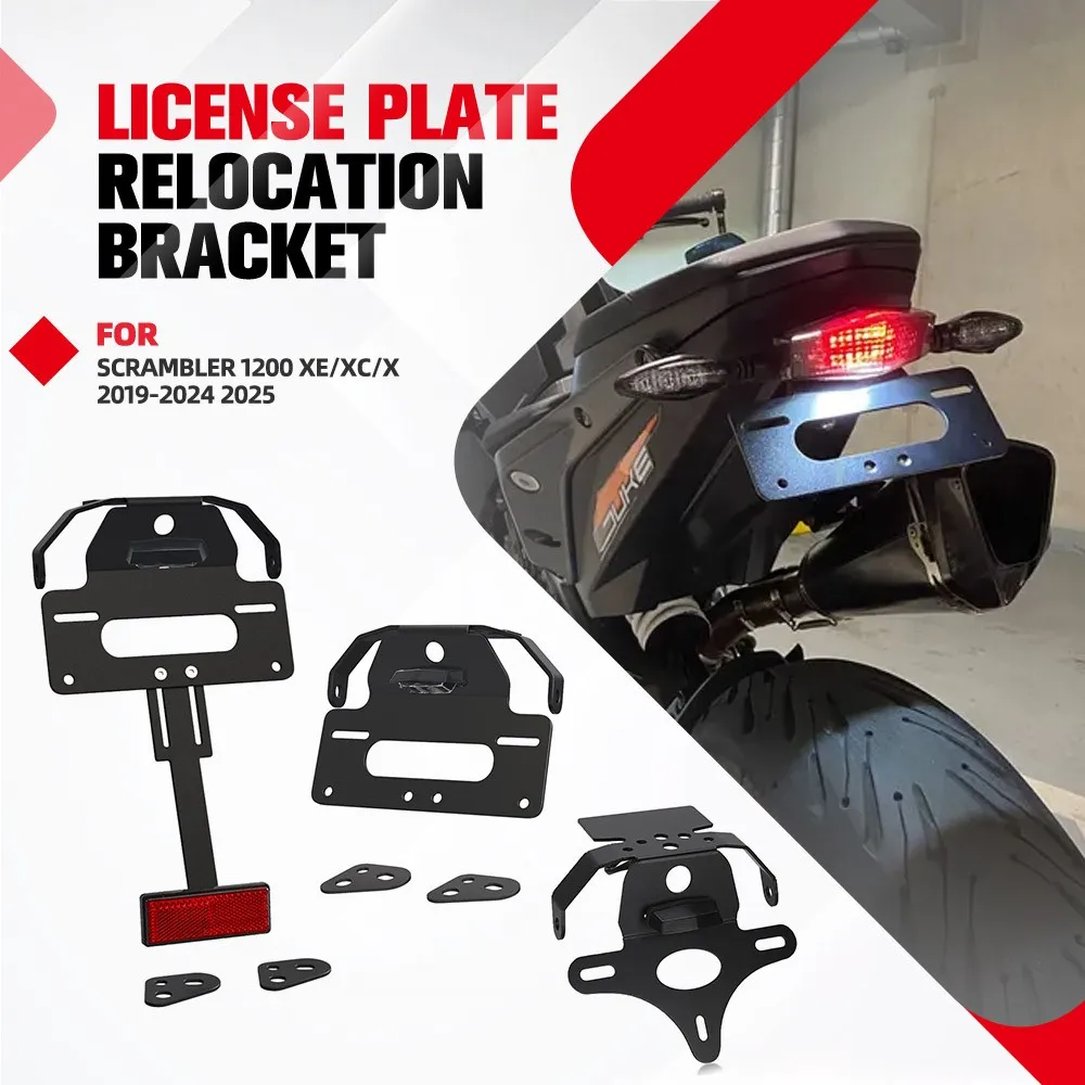 

For Scrambler 1200 XE/XC/X 2019-2024 2025 Tail Tidy LED plate License Plate Holder Bracket Rear Tail Tidy Fender Eliminator Kit