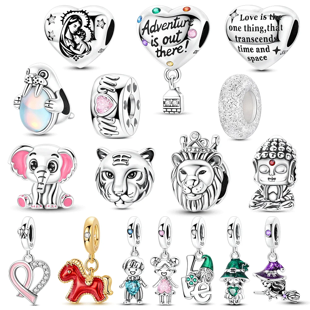 

Original 925 Sterling Silver Elephant Lion Charms Bead Horse Boy Girl Pendant Fit Bracelet Bangle Pendant DIY Woman Jewelry Gift