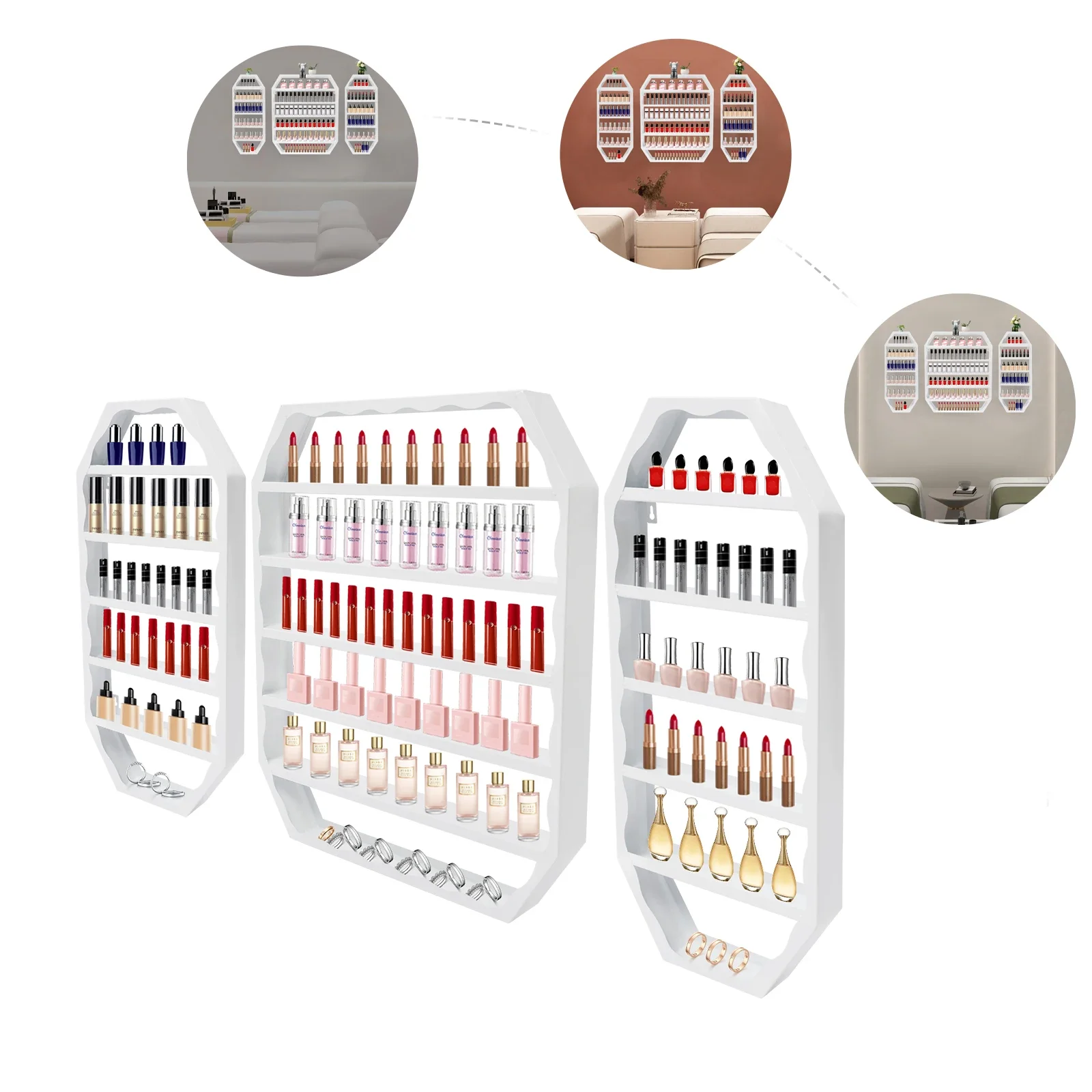Wall-Mounted Nail Polish Rack, 3-Tier Display with Smooth Edges for Easy Access and Storage