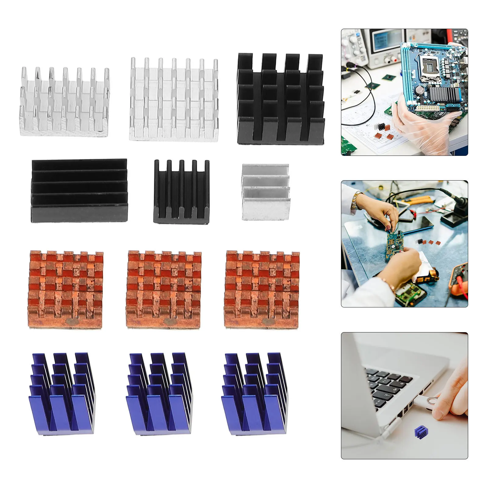

12Pcs Blend Materials Passive Cooling Heatsink Kit Double-Sided Thermal Transfer Tape for 3b Heatsink