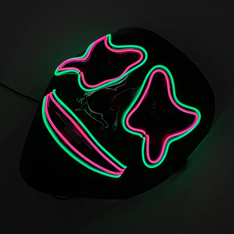 Modna świecąca maska ​​Marshmallow rozświetlająca maska ​​z uśmiechem świecąca straszna maska ​​Halloween tusz do rzęs dla dorosłych dzieci przebranie na karnawał rekwizyty