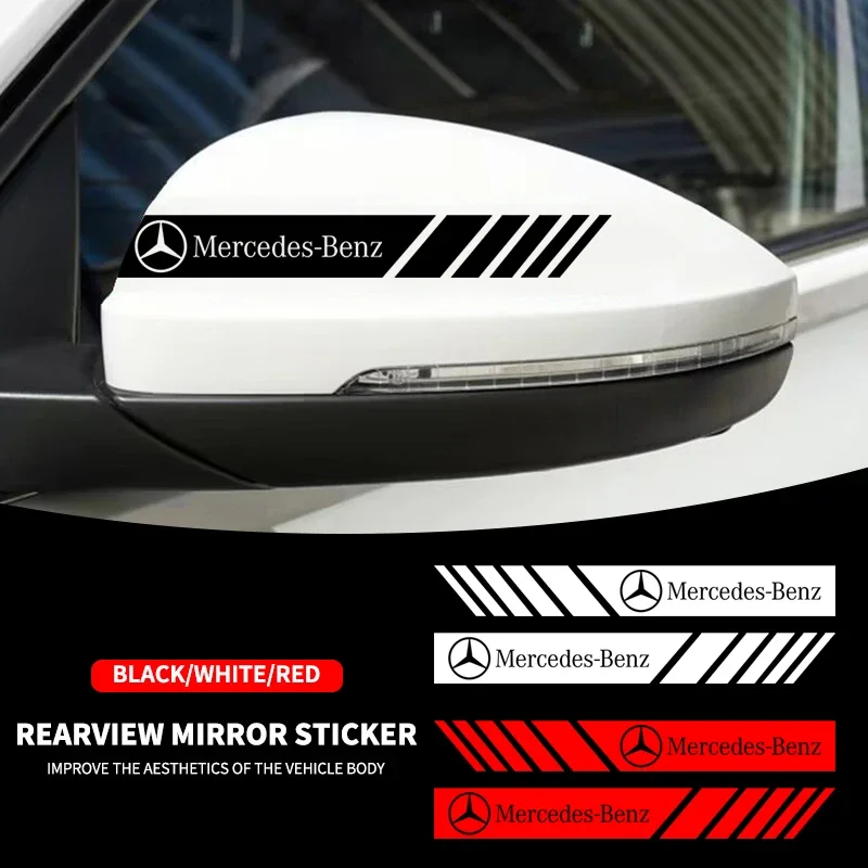 2pcs Car Sticker Color Stripe Racing Strips Side Rear View Mirror Decor Decal For Mercedes Benz AMG A B C E S CLA GLA GLB Class