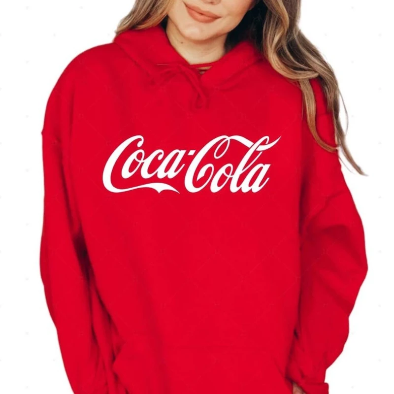 

Новая модная толстовка с логотипом Coca-Cola, унисекс, для любителей Coca-Cola, парная толстовка с капюшоном, осенне-зимняя, с длинным рукавом, повседневная, для взрослых, пуловер