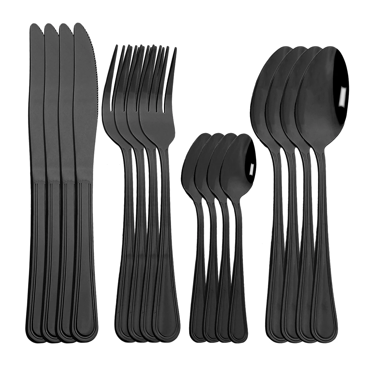 

16Pcs Mirror Cutlery Set Western Stainless Steel Dinnerware Set Tableware Knife Fork Spoon Silverware Gold Flatware