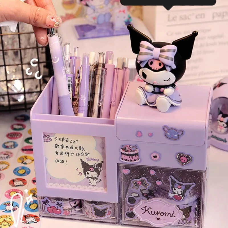 

Cinnamoroll My Melody Anime Kawaii MINISO Pen Holder Organizer Cute Cartoon Kuromi Storage Box Children Lovely Gifts for Kids