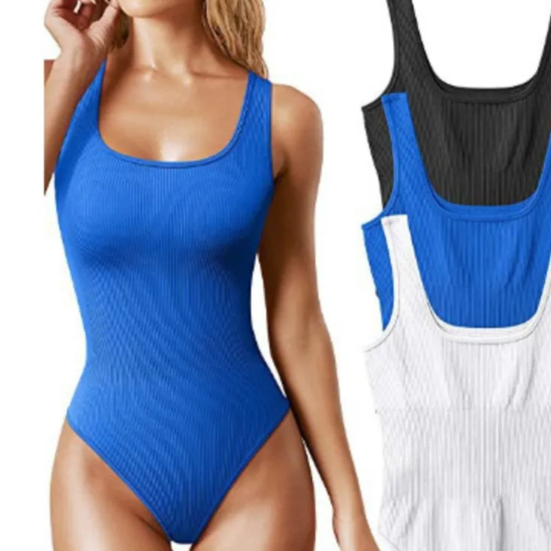 Jocoo Jolee Sleeveless Bodysuits for Women Summer Basic Ribbed Sexy Crew Neck Racerback Tank Tops Body Suit Going Out